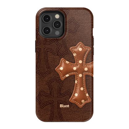 Brown Polka Cross iPhone Case