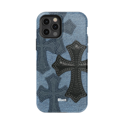 Denim Black Cross iPhone Case