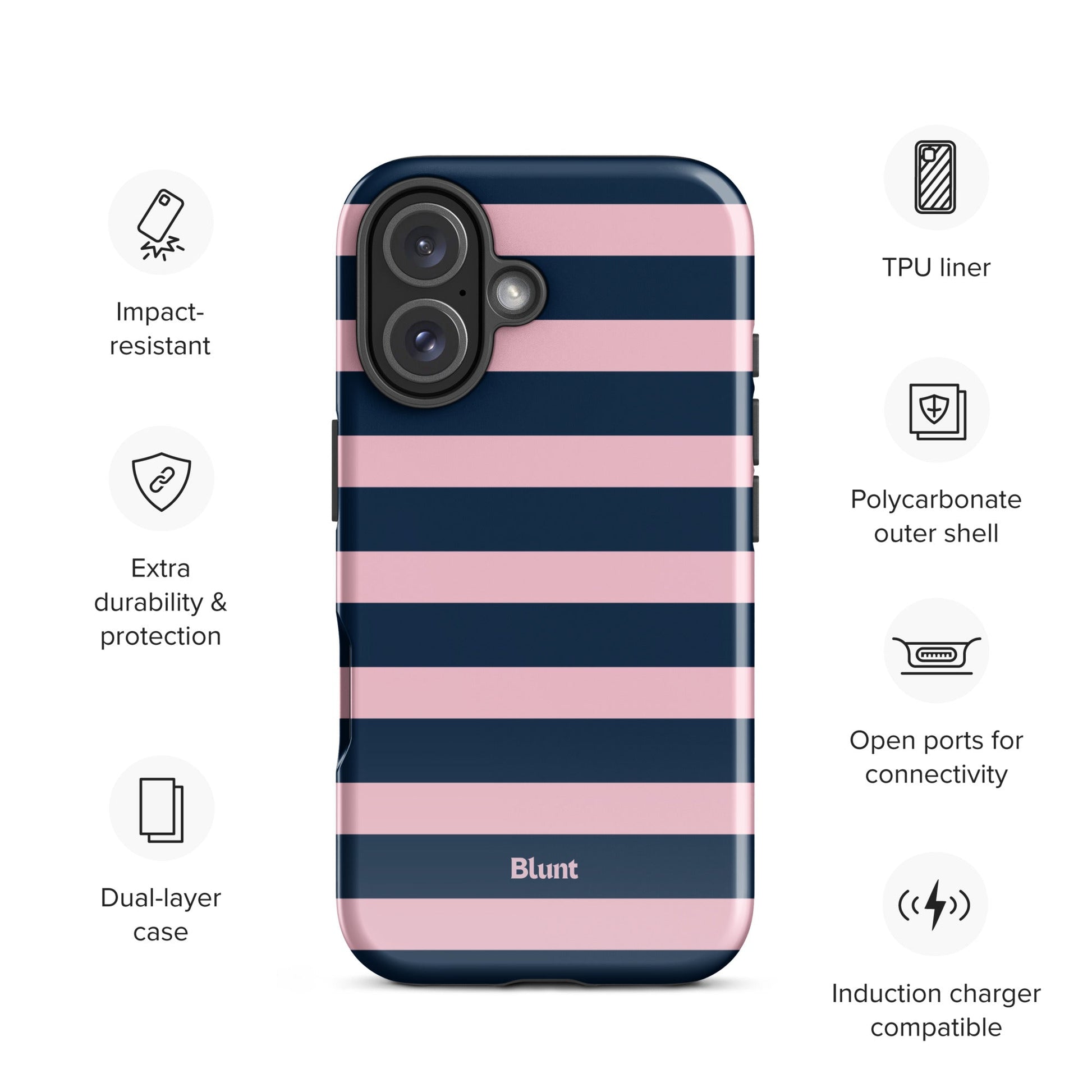 Blueberry Blush Stripe iPhone Case - Blunt Cases