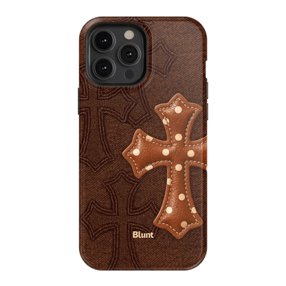 Brown Polka Cross iPhone Case