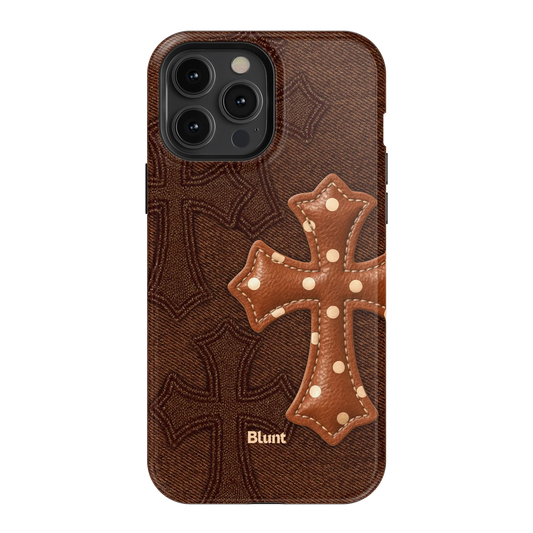 Brown Polka Cross iPhone Case