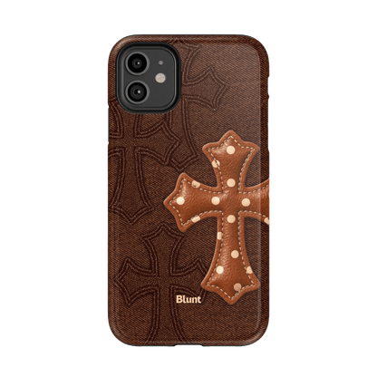 Brown Polka Cross iPhone Case - Blunt Cases