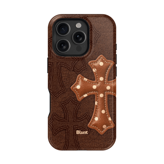 Brown Polka Cross iPhone Case - Blunt Cases