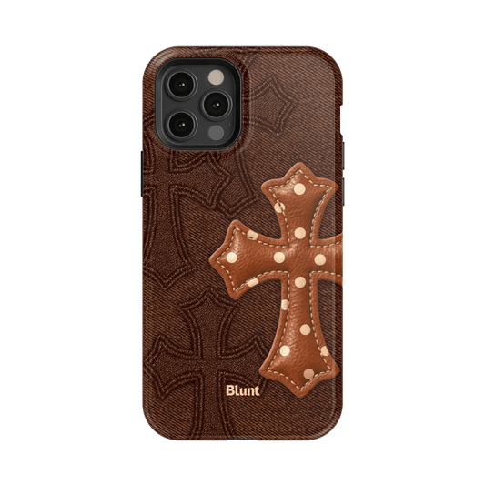 Brown Polka Cross iPhone Case - Blunt Cases