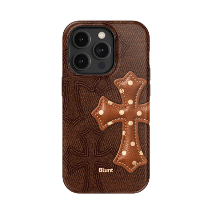 Brown Polka Cross iPhone Case