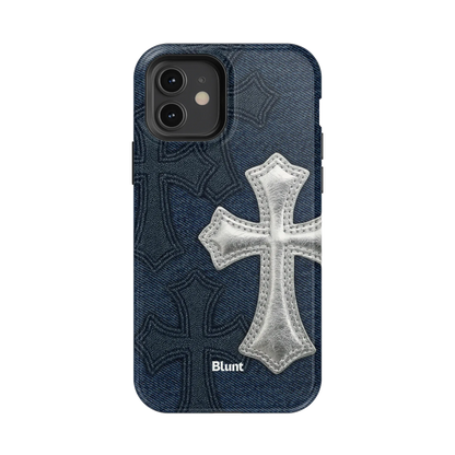 Silver Denim Cross iPhone Case