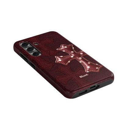Maroon Polka Cross Samsung Case
