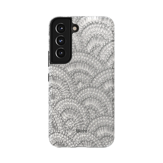 Frost Scallop Samsung Case: a cascade of frosted grey beads in scallop shapes