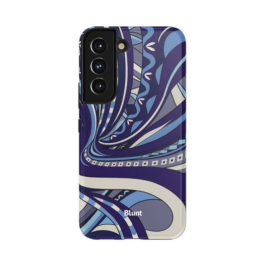 Jay Samsung Case: bold abstract swirls in shades of purple and blue