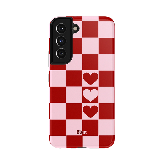 Checker Love Samsung Case: bold red hearts on a pink and red checkerboard