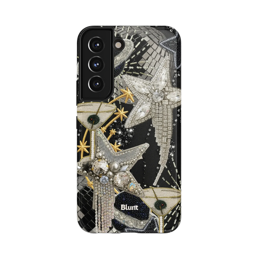 Nightlife Samsung Case: sparkling beaded stars and planets on a black background