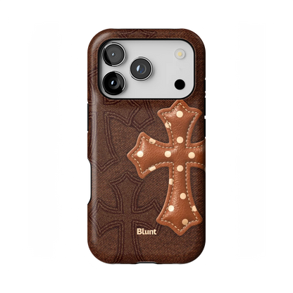 Brown Polka Cross iPhone Case