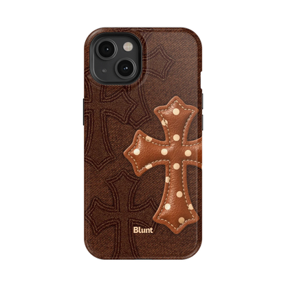 Brown Polka Cross iPhone Case
