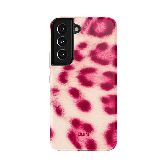 Cupid Cat Samsung Case: magenta leopard print set against a fluffy white background