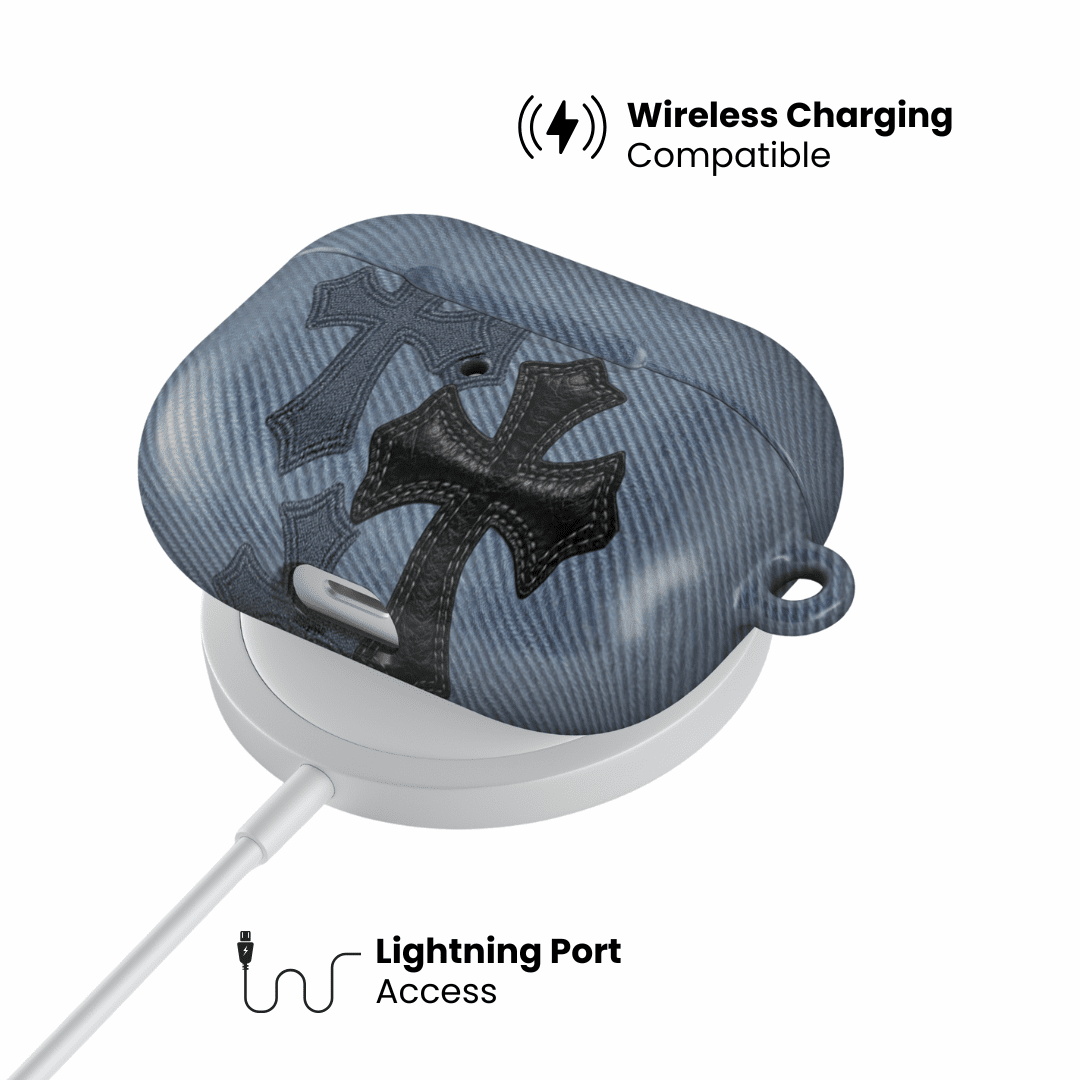 Denim Black Cross AirPod Case - Blunt Cases