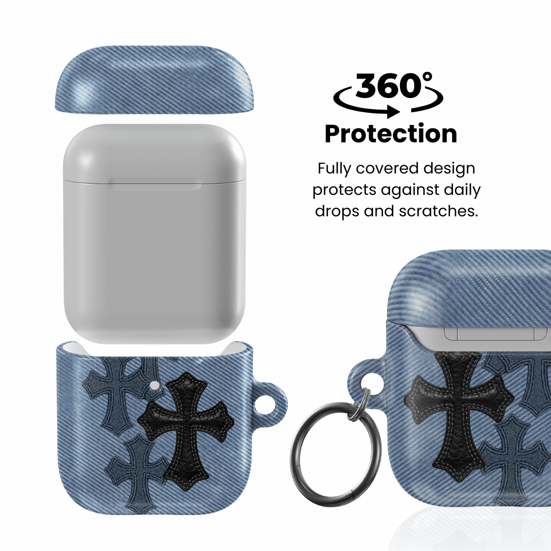 Denim Black Cross AirPod Case - Blunt Cases