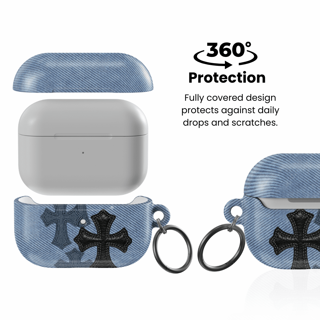 Denim Black Cross AirPod Case - Blunt Cases