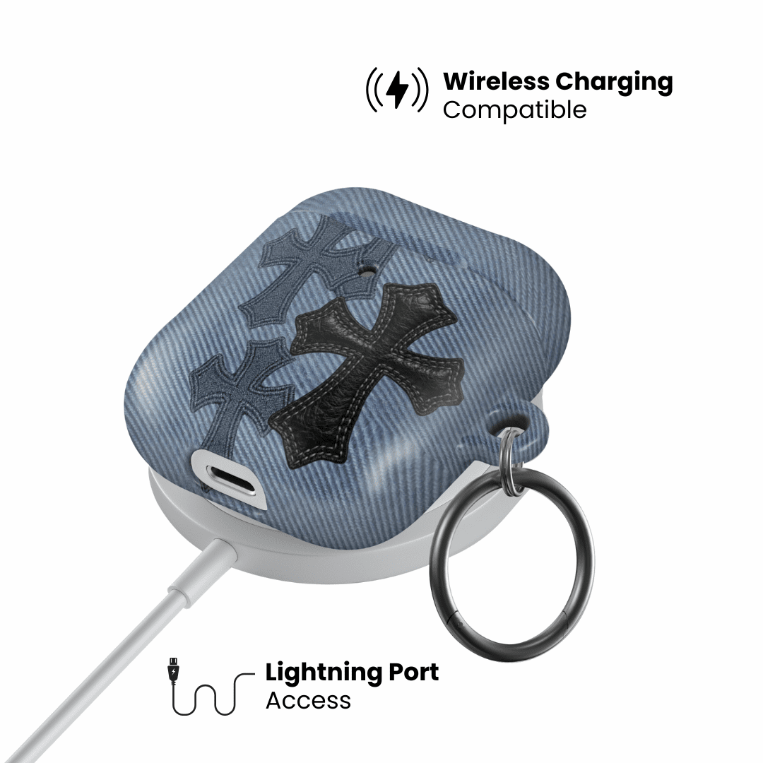 Denim Black Cross AirPod Case - Blunt Cases