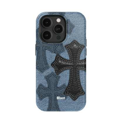 Denim Black Cross iPhone Case - Blunt Cases