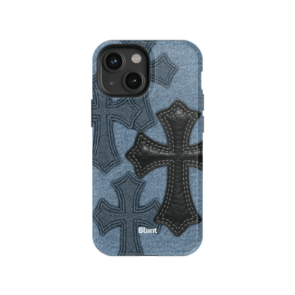 Denim Black Cross iPhone Case - Blunt Cases