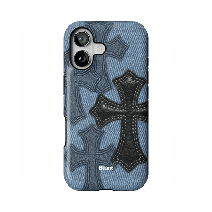 Denim Black Cross iPhone Case - Blunt Cases