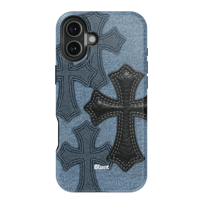 Denim Black Cross iPhone Case - Blunt Cases