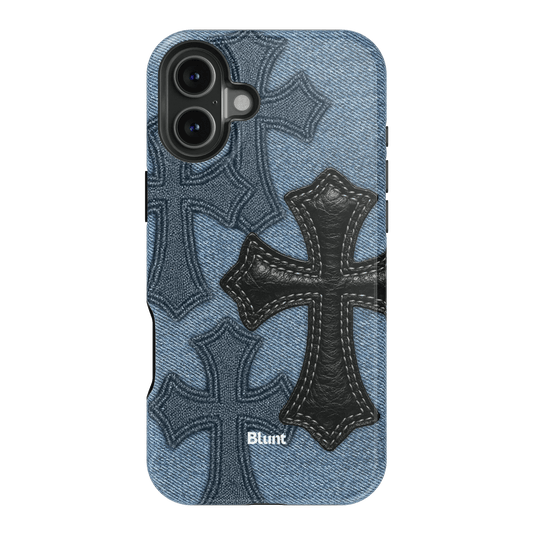 Denim Black Cross iPhone Case - Blunt Cases