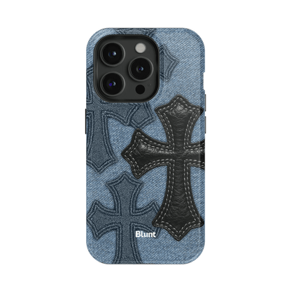 Denim Black Cross iPhone Case - Blunt Cases