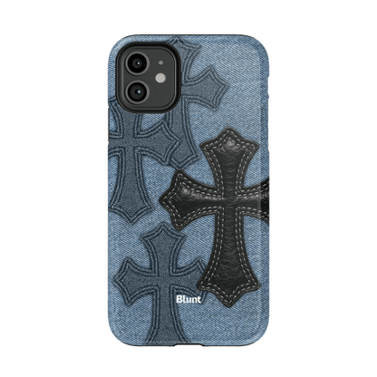 Denim Black Cross iPhone Case - Blunt Cases