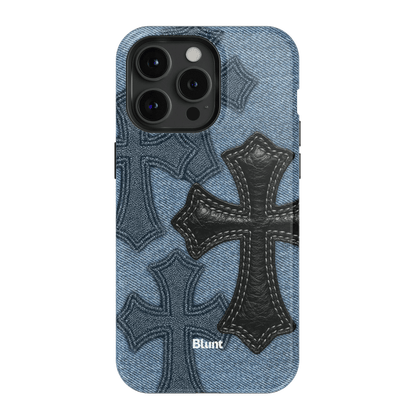 Denim Black Cross iPhone Case - Blunt Cases