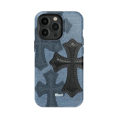 Denim Black Cross iPhone Case - Blunt Cases