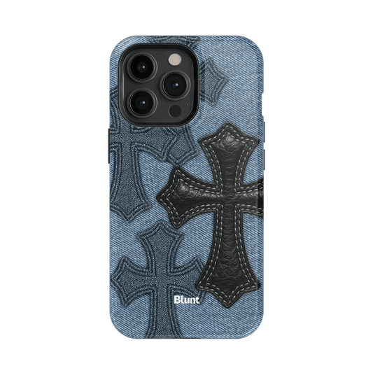 Denim Black Cross iPhone Case - Blunt Cases