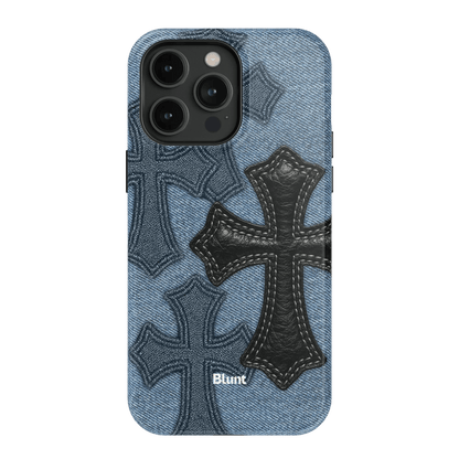 Denim Black Cross iPhone Case - Blunt Cases