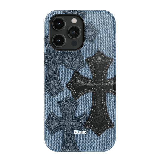 Denim Black Cross iPhone Case - Blunt Cases