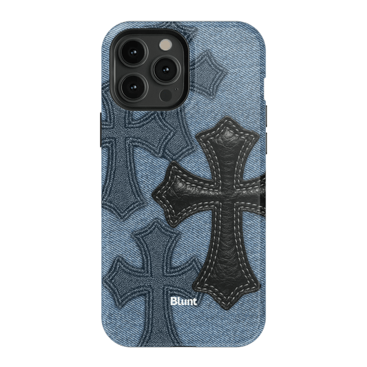 Denim Black Cross iPhone Case - Blunt Cases