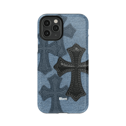 Denim Black Cross iPhone Case - Blunt Cases