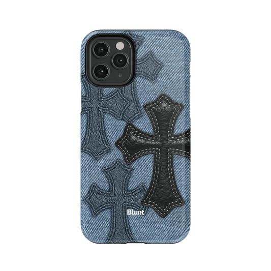 Denim Black Cross iPhone Case - Blunt Cases