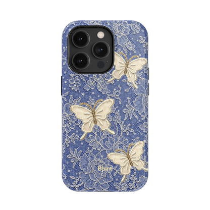 Blue Lace Butterfly iPhone Case