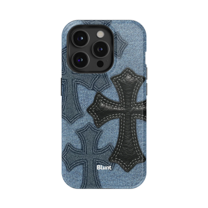 Denim Black Cross iPhone Case