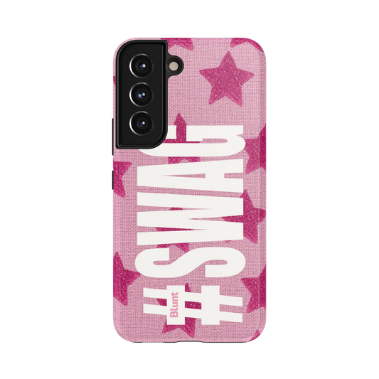 Pink Swag Samsung Case: the word '#SWAG' in white over pink stars