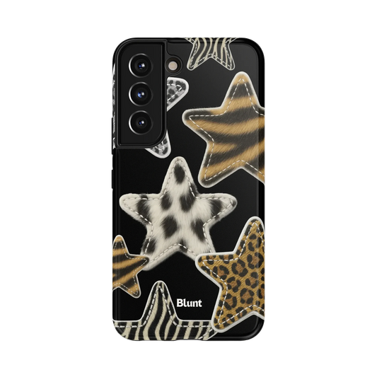 Fur Stars  Samsung Case: stars with tiger and cheetah prints on a deep black background