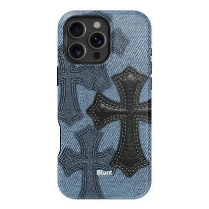 Denim Black Cross iPhone Case