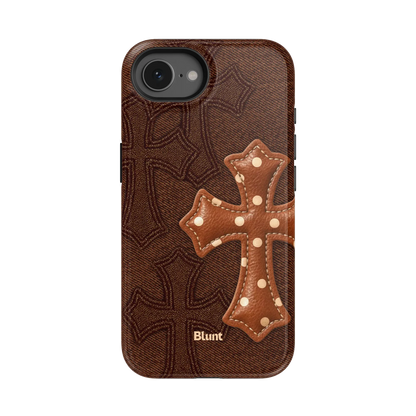 Brown Polka Cross iPhone Case