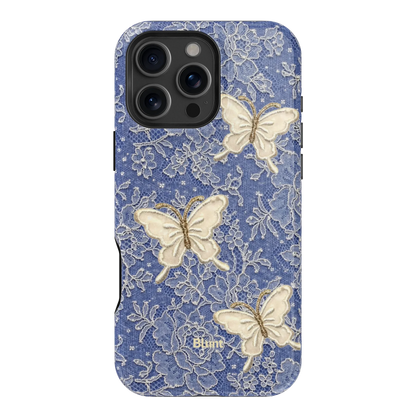 Blue Lace Butterfly iPhone Case