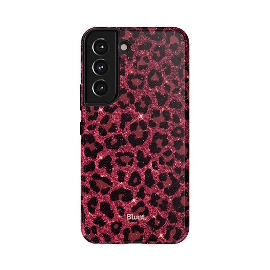 Mirae Samsung Case: glittery pink leopard spots on a dark background