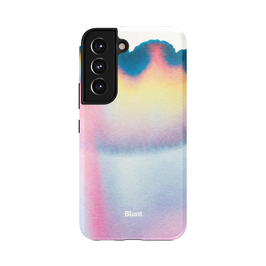 Soft Haze Samsung Case: a vibrant auradrip with pink, blue, and yellow hues