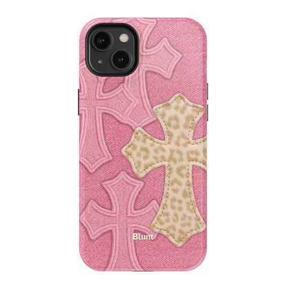 Pink Cheetah Cross iPhone Case