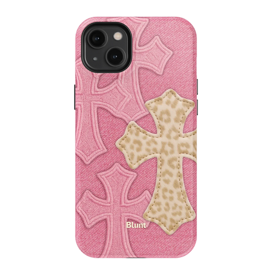 Pink Cheetah Cross iPhone Case