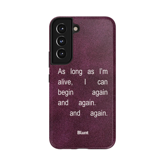 Again  Again Samsung Case: viral typography in crisp white on a dark purple ground
