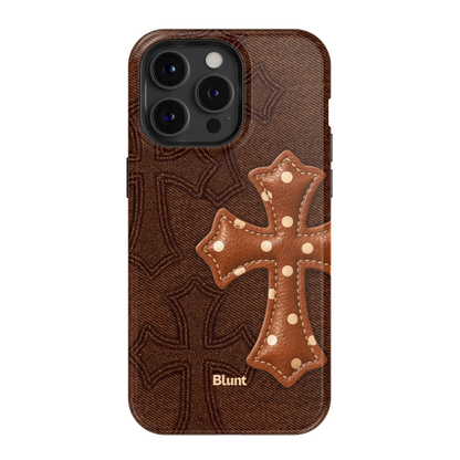 Brown Polka Cross iPhone Case